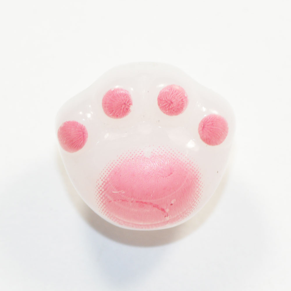乐天商城 - かわいい肉球 猫の足 ビーズ 白 ピンク 12mm アクリル製 2コ入り CT066