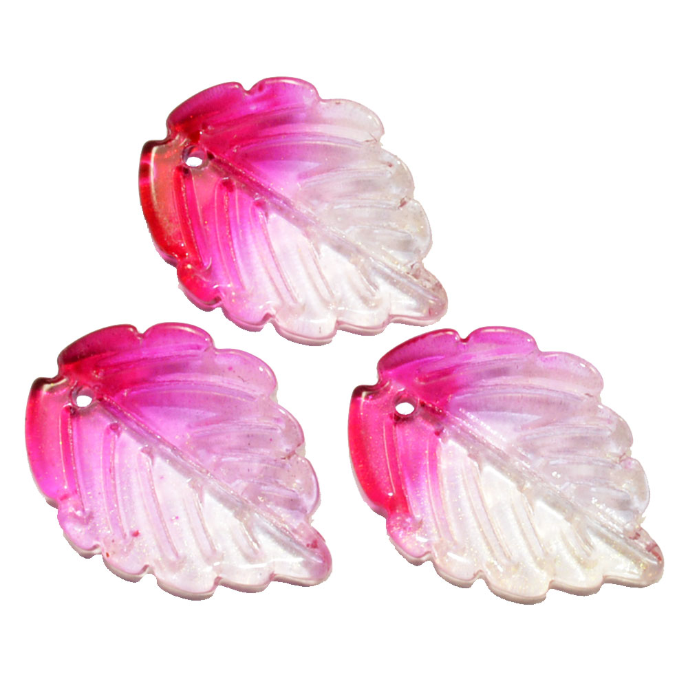 はっぱのビーズ トップホール 24×17mm クリスタルフィッシャールビーグラデーション 2コ入り CT090