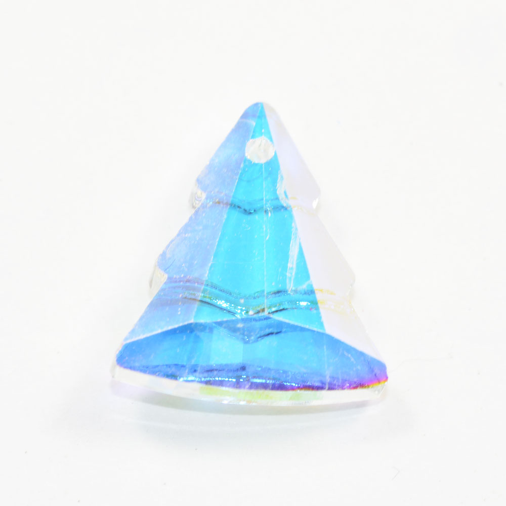 クリスマスツリーのかたち ガラス製 パーツ 15mm クリスタルAB 透明オーロラ CT107