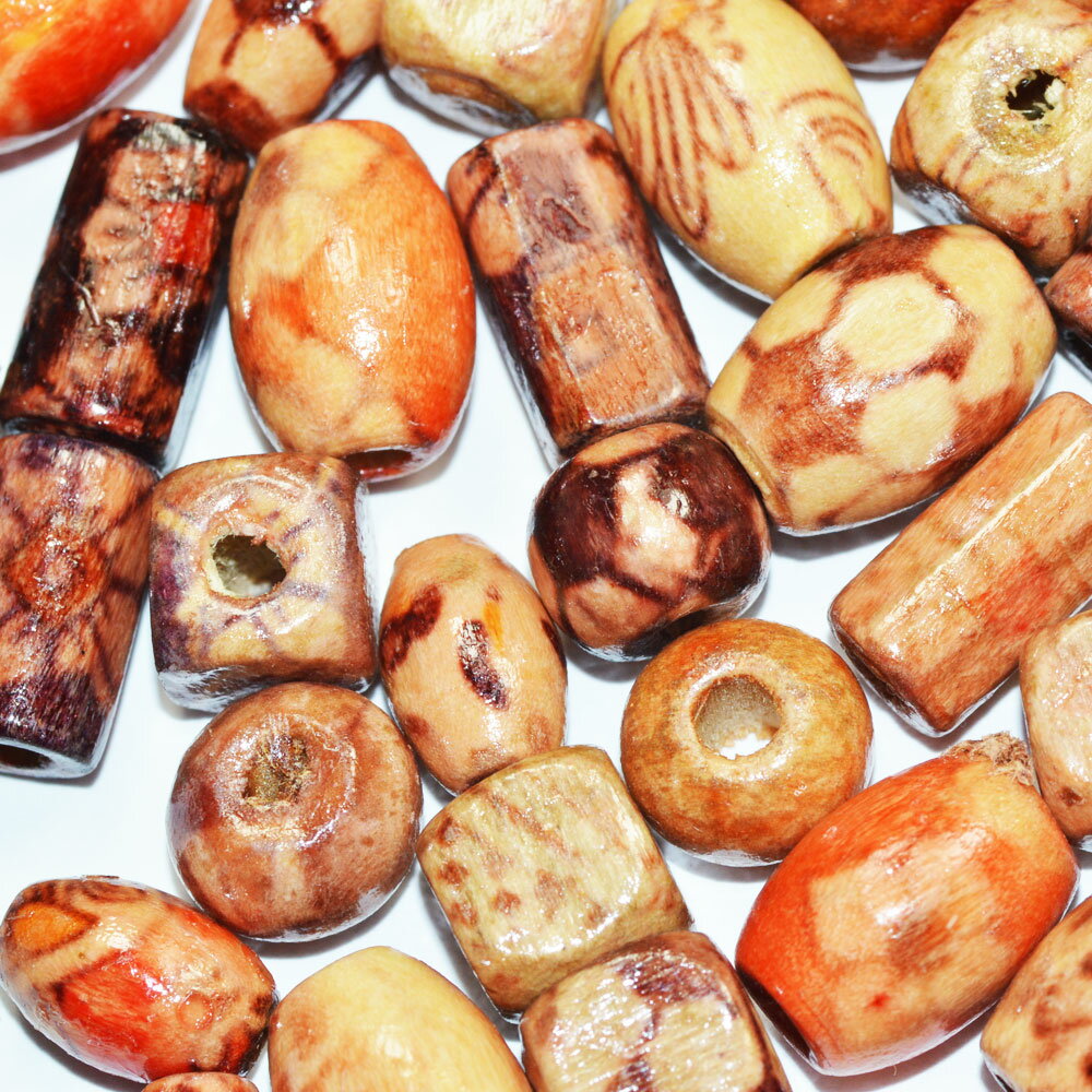 木製 ウッドビーズ ミックスサイズ ミックスデザイン 10コ入り CT149