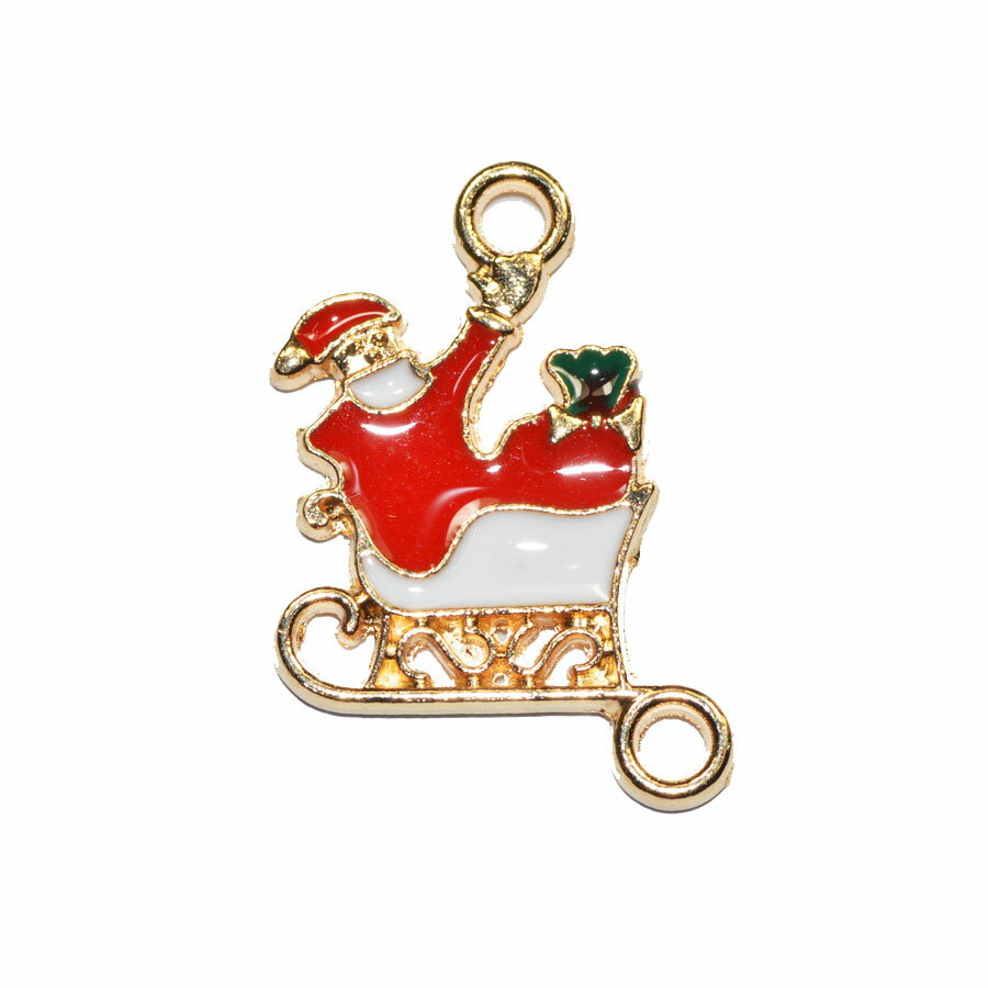 ちいさな Xmas チャーム サンタクロースとそり 2穴付き クリスマス 1コ入り CT071-41