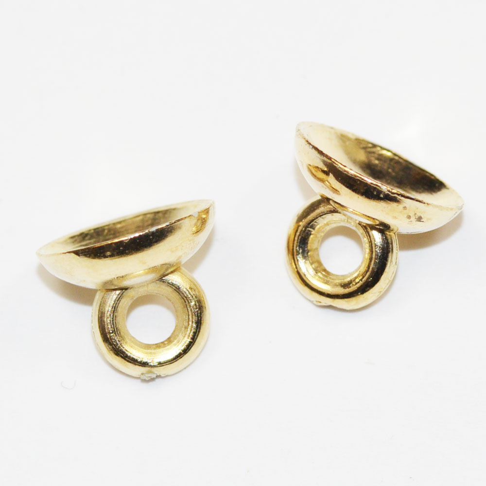 ビーズショップ・ストロビーズのアクセサリーパーツ 金具 ペンダント ベル キャップ ホルダー 張り付け用 金色 ゴールドカラー 10コ入り CT173｜アングル2