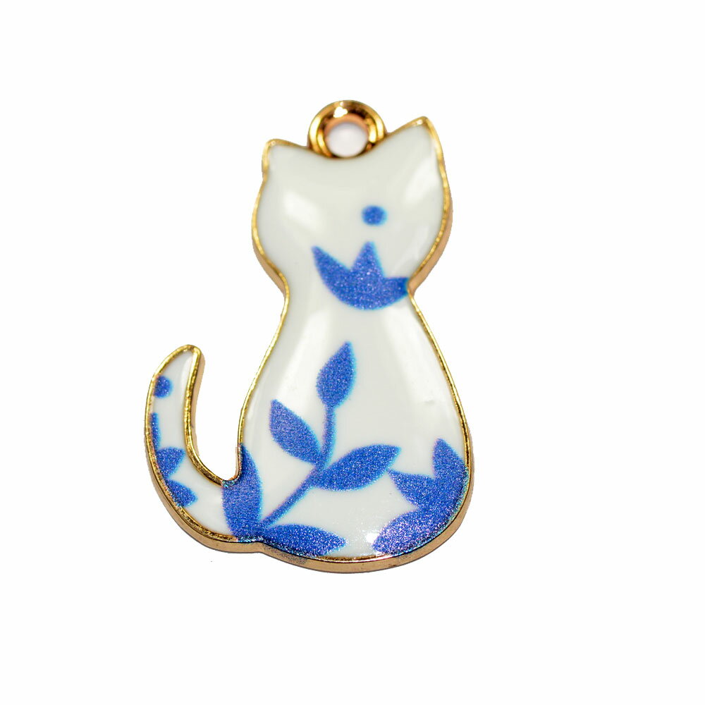 ニャンコ チャーム 白猫 ブルーリーフ 1コ入り CT194-5