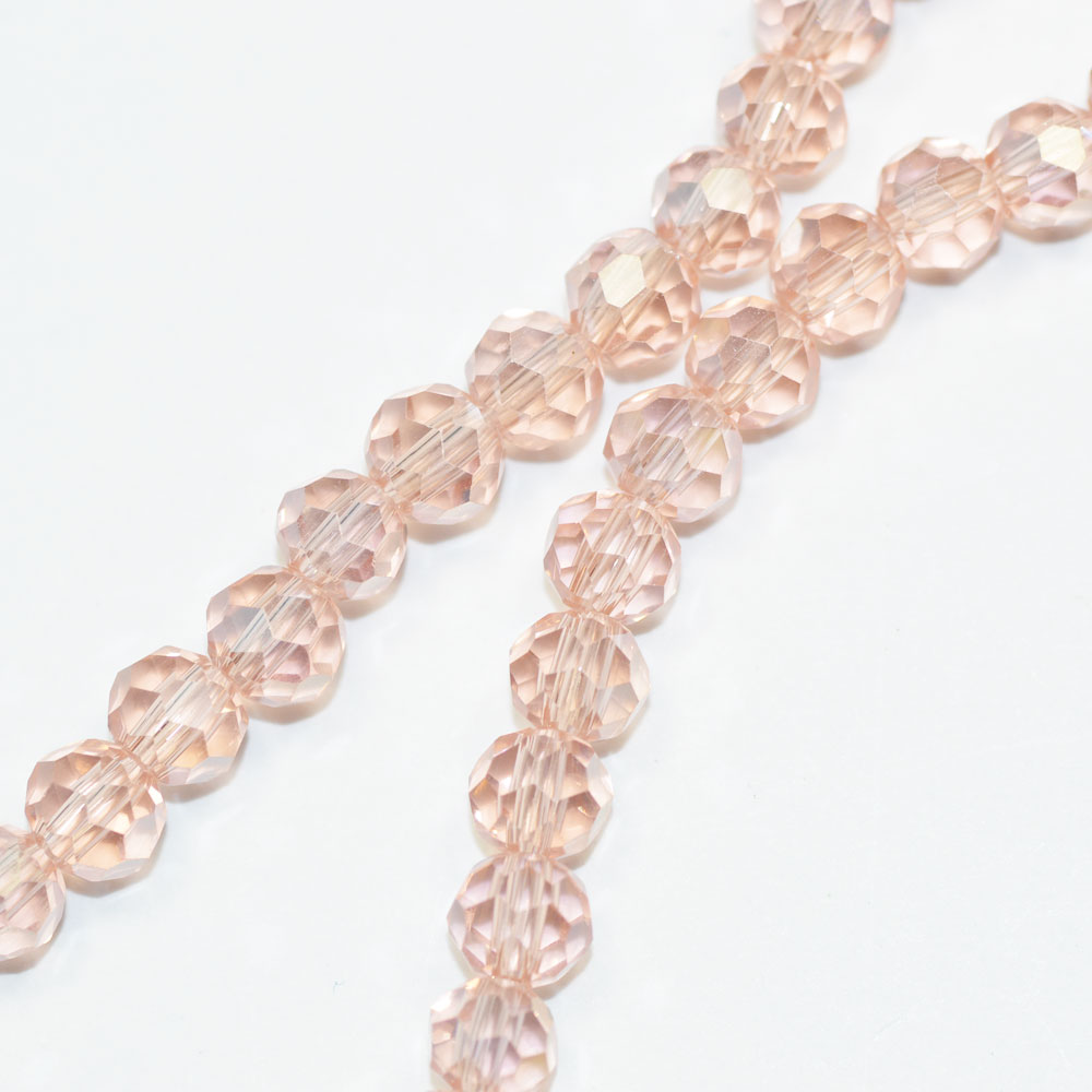 多面カット ガラスビーズ スペーサー 4.5mm×3.8mm ライトローズオーロラ 20コ入り CT208