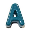 大きなアルファベットビーズ Aの文字 青色 アクアブルー 21×17mm ヨコ穴 アクリル プラビーズ 1コ売り CT218-3