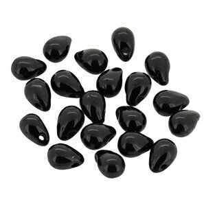 Rakuten - チェコしずく 6×4mm ジェット ドロップビーズ