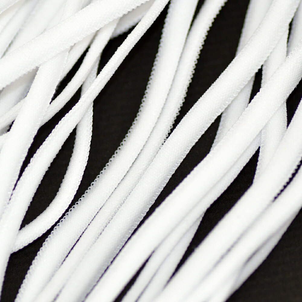 マスク ゴムひも 幅約4.4mm 厚み約1.7mm 白 ホワイト ご注文数の長さにカットします DM1 strabeads-10012011 ビーズショップ・ストロビーズ サンプル画像2