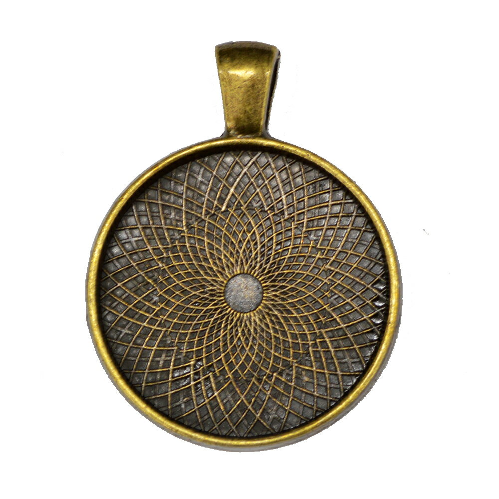 カン付きミール皿 ペンダントトップ 丸24.5mm 金古美 アンティークゴールド 1コ入り PDH-004