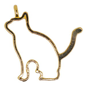 レジン枠 パーツ 猫 シルエット NO.6 ゴールド 1コ入り 空枠チャーム UVレジンクラフト