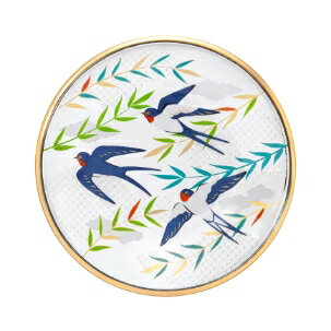 乐天商城 - アデリア 吉祥花鳥 燕と柳 丸皿 6846 【ツバメ 日本製 食器 絵皿 ガラス食器 化粧箱入 石塚硝子 おしゃれ 和風 贈答 ギフト】