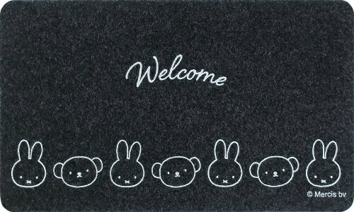 ■miffyデザインがおしゃれな、ポリエステル製玄関マットです。 ■靴底の汚れや水分を絡め取って、室内への侵入を防いでくれます。 ■室内外兼用マットなので、ドアの外でも内でも好きな所に敷いてお使いいただけます。 ■ベーシックで落ち着いたデザインなので、空間におしゃれに溶け込みます。 ■厚さ約5mmの薄型仕様なので、ドアの開閉にも干渉しません。 ■汚れてもサッと水洗いができ、お手入れも簡単です。 ■裏面はゴム（熱可塑性エラストマー）を使用しており、ズレにくく安心です。 ●サイズ：横75×縦45cm ●厚さ：約5mm ●材質：ポリエステル、エラストマー ●原産国：中国