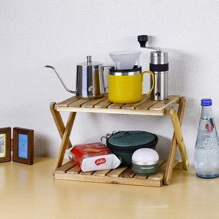 キャプテンスタッグ UP-2722 CSクラシックス 木製2段MOVEラックミニ