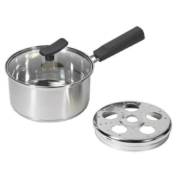 【送料無料】パール　HB-6574 チーノ ステンレス製3層底ガラス蓋付片手鍋16cm(目皿付)