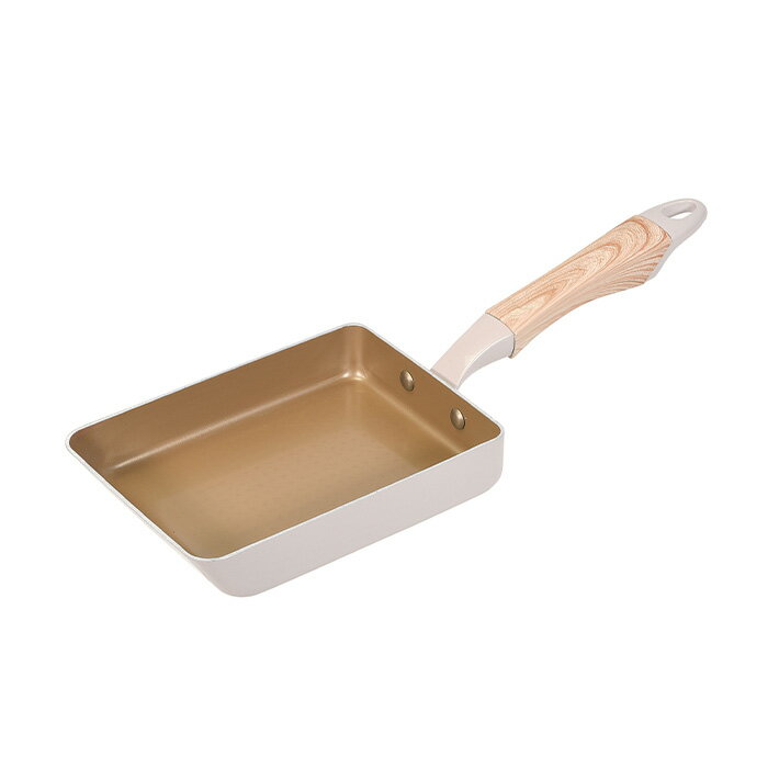 パール金属 HC-479 ロングライフスピンコート IH対応玉子焼13×18cm【IH/ガス火対応/金属ヘラOK/スピンコート/こびりつきにくい/おしゃれ/ベージュ/ピンク/ゴールド/ウッド調】