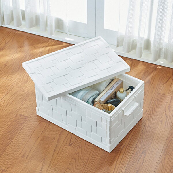 【送料無料】パール N-7867 タイル調 折りたたみ収納BOX 55L ホワイト