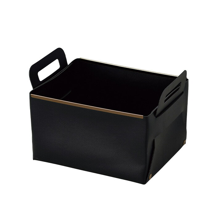 ●折りたためるフェイクレザーの小物入れ ●化粧品やタオル、ステーショナリーなどの整理に ●水分や油分などを吸収しづらい生地なので、お手入れ簡単 ●材質/生地：PVCレザー、フレーム：ステンレス、ボタン：スチール