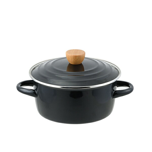 【送料無料】パール　HB-5307 プレサージュ ホーロー両手鍋20cm(ブラック)