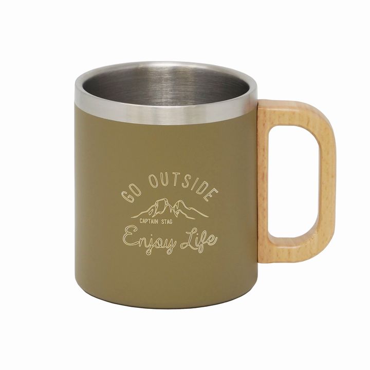 パール金属 モンテ ダブルステンマグカップ350（カーキ） UH-2024 【キャプテンスタッグ CS 保温 保冷 ..