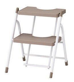 乐天商城 - パール金属 コンパクト踏み台2段 ホワイト/ラテ N-7215 【ステップ 踏み台 折りたたみ コンパクト 家具 インテリア雑貨 日用品 木製 小物 おしゃれ 脚立 2段】