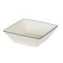 【2160円以上送料無料】パール金属 渕彩 クリーンコート角盛鉢 ホワイト&ネイビー K-6333