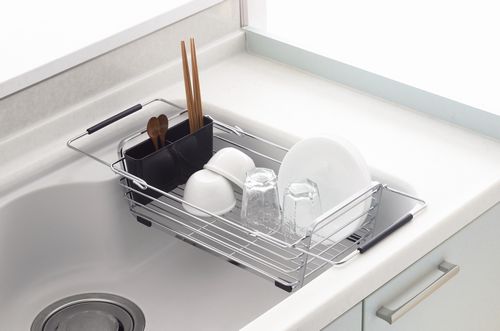 【2160円以上送料無料】 パール金属 シンプルストレージスライド式シンク水切りバスケット（ブラック） HB-1143