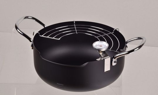 【2160円以上送料無料】 パール金属 メイドインジャパン　（IH対応）鉄製注ぎやすい温度計付天ぷら鍋22cm HB-1893