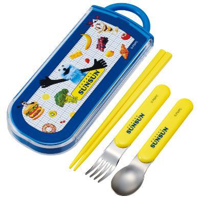 メール便 スケーター パペットスンスン お箸・フォーク・スプーン スライドトリオセット TACC2 送料無料 【スンスン グッズ SUNSUN 食洗機 対応 名前 シール お弁当 ランチ ギフト プレゼント 日本製】