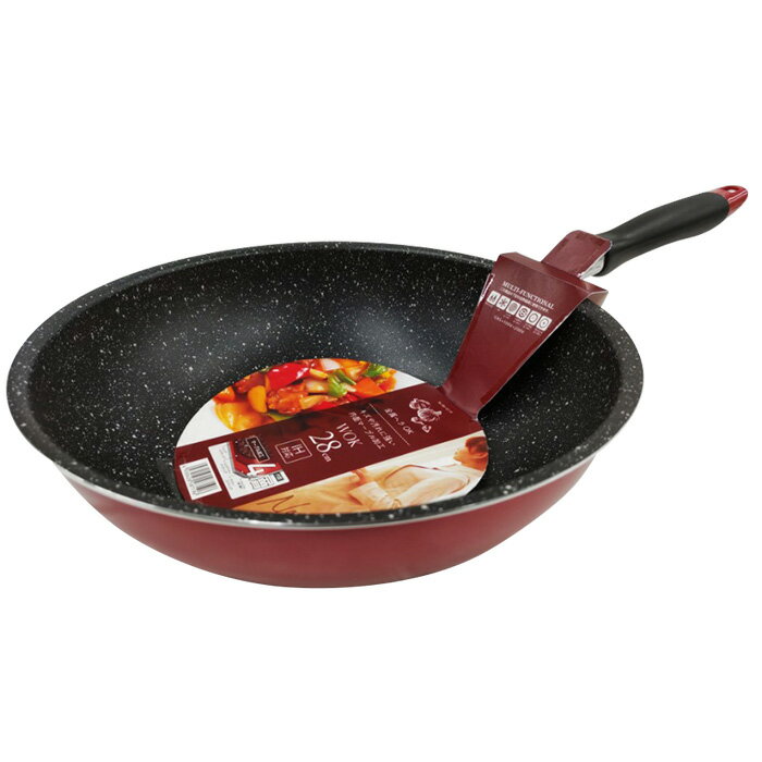 乐天商城 - サンケイ NV-8719 ヌーヴォ炒め鍋28cm フライパン　IH対応 レッド