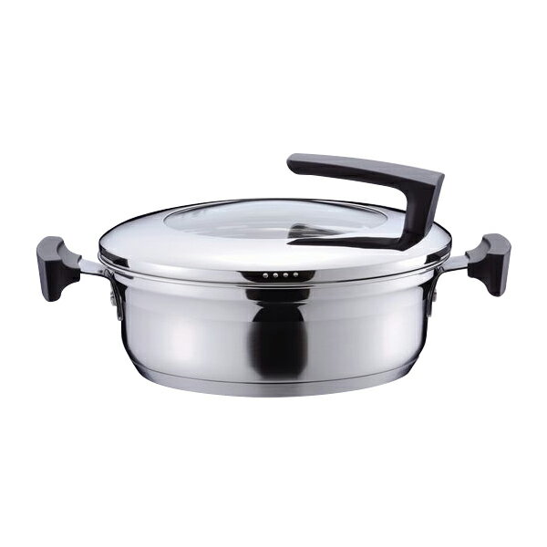 【2160円以上送料無料】 パール金属 ブルージュ　ガラス窓付き3層底卓上鍋24cm HB-1803