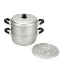 パール金属 ニューセレット アルミ2段蒸し器 26cm H-2417 鍋 ナベ 蒸し器 蒸し鍋 セイロ 2段 大容量 深鍋 両手 ガス アルミ製 軽量 楽々 調理器具 キッチン用品 家 職場 業務用 飲食店 お店 イベント お祭り 炊き出し お餅 餅米
