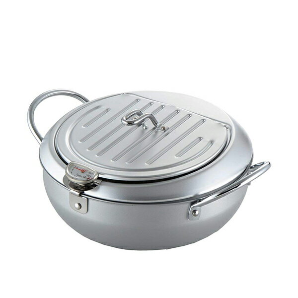 【送料無料】ヨシカワ　味楽亭2 フタ付天ぷら鍋24cm（温度計付）　SJ1025