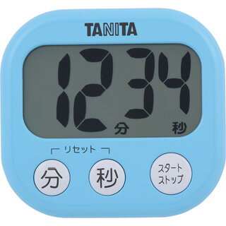 【メール便送料無料】 タニタ でか見えタイマー　アクアミントブルー TD-384　BL タイマー ストップウォッチ 電池 マグネット スタンド付き 勉強 学習 料理 キッチン 部活 運動 子ども 大人 大画面 リピート機能 送料無料 メール便 カラー ブルー 青