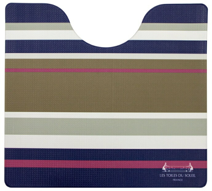 鮮やかな色とりどりのストライプが美しい。 フランスデザイン「レ・トワール・デュ・ソレイユ」 シリーズ。 サッと拭くだけ！お手入れ簡単。 PVC素材のトイレマットです。 抗菌防臭・防カビ・防炎効果のあるPVC素材だから水に強く、汚れもさっと拭き取れます。 めんどうなお洗濯は不要で、手間も水道代も節約できて、家事の負担を減らしてくれるトイレマットなんです。 ストライプが特徴のレ・トワール・デュ・ソレイユは、フランスでデザインされました。 ストライプのカラーひとつひとつに、さまざまな世界の文化の意味を込めて表現されています。 ■サイズ：約55×60cm ■素材：ポリ塩化ビニル樹脂 ■生産国：中国