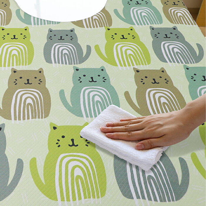 ヨコズナ モノグサ PVC トイレマット ミャウミャウ 55×60cm 厚さ3.5mm 【拭ける お手入れ らくらく 薄い 薄手 清潔 安全 防菌 防カビ 防炎 クッション】