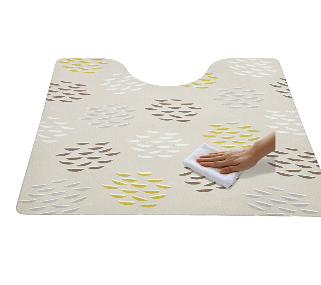 ショップトレードのヨコズナ スミカ PVCトイレ足元マット コノハ ベージュ 【SUMIKA トイレ グッズ ヨコズナクリエーション マット 拭ける 防菌 防臭 防カビ 防炎】｜アングル2