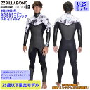 23-24 BILLABONG ビラボン セミドライ ウェットスーツ ロングチェストジップ U-25 ウエットスーツ カスタム オーダー 冬用 メンズモデル 2...
