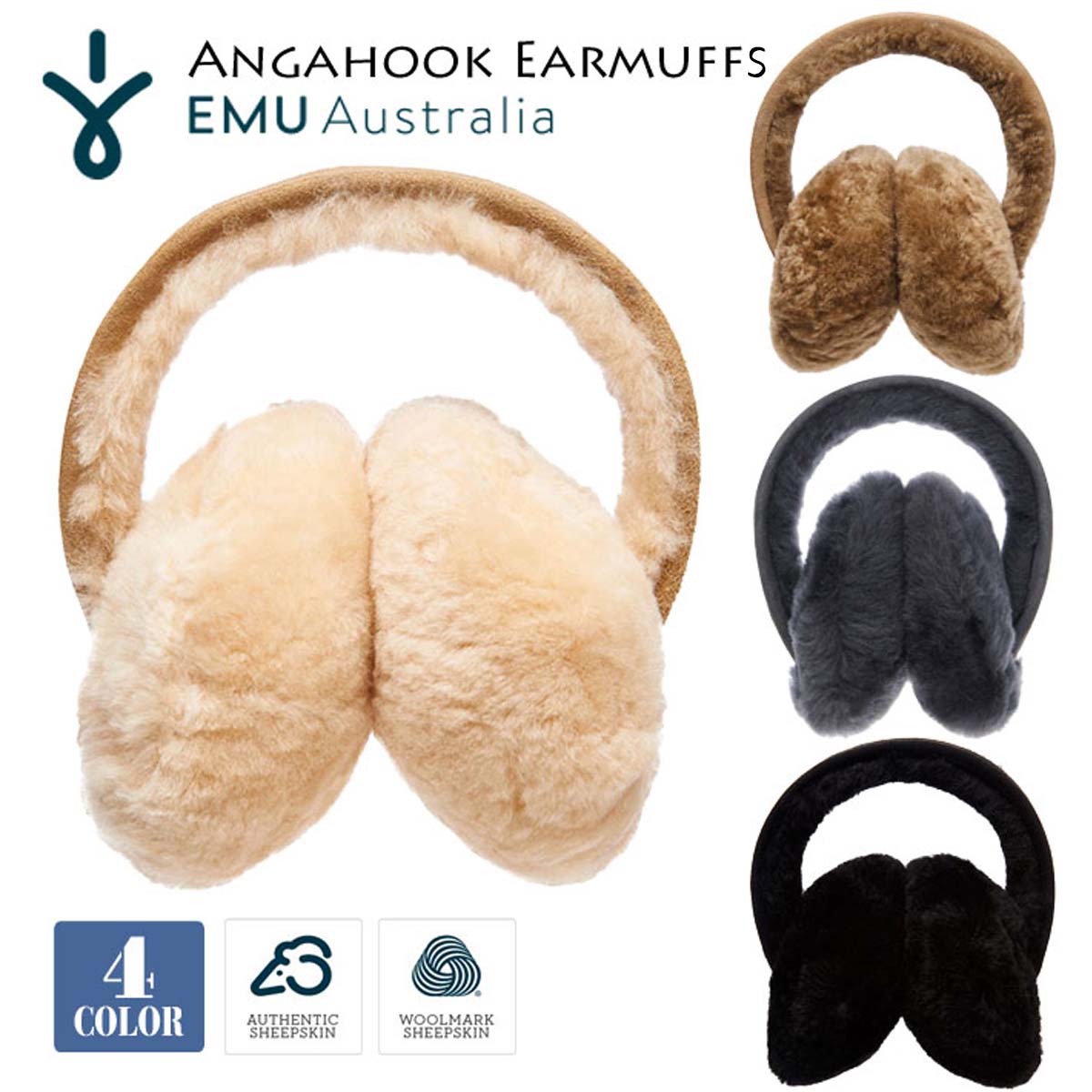 EMU Australia エミュー オーストラリア イヤーマフ イヤマフ イヤーマフラー 耳あて アンガフック シープスキン 防寒 保温 Angahook Earmuffs 品番 W9403 日本正規品