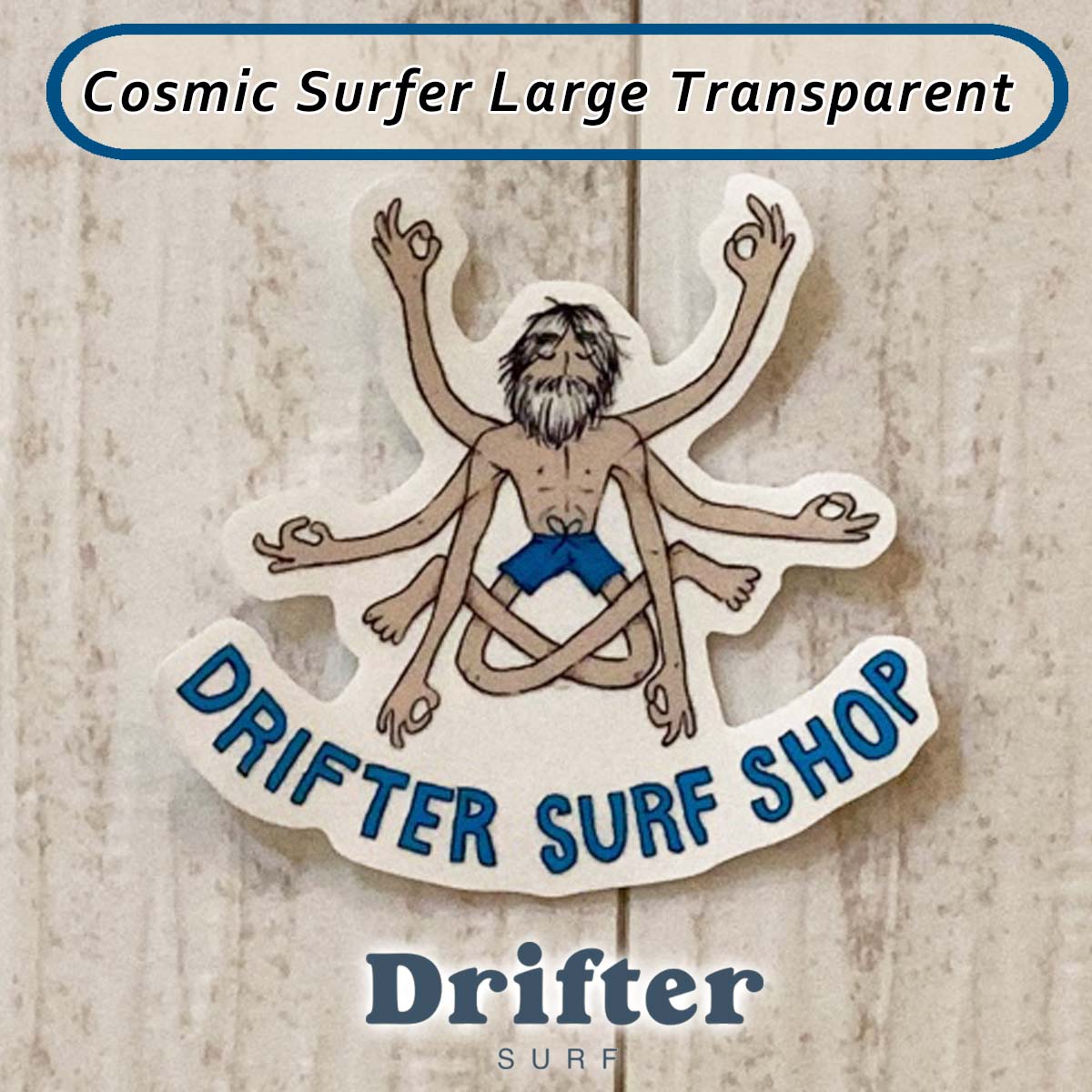 配件 - DRIFTER surf shop & cafe ドリフター サーフショップアンドカフェ ステッカー シール コスミック サーファー ラージ トランスペアレント バリ島 BALI 海 サーフィン 携帯裏 プレゼント ギフト Cosmic Surfer Large Transparent 品番 DFTRUST060TRN