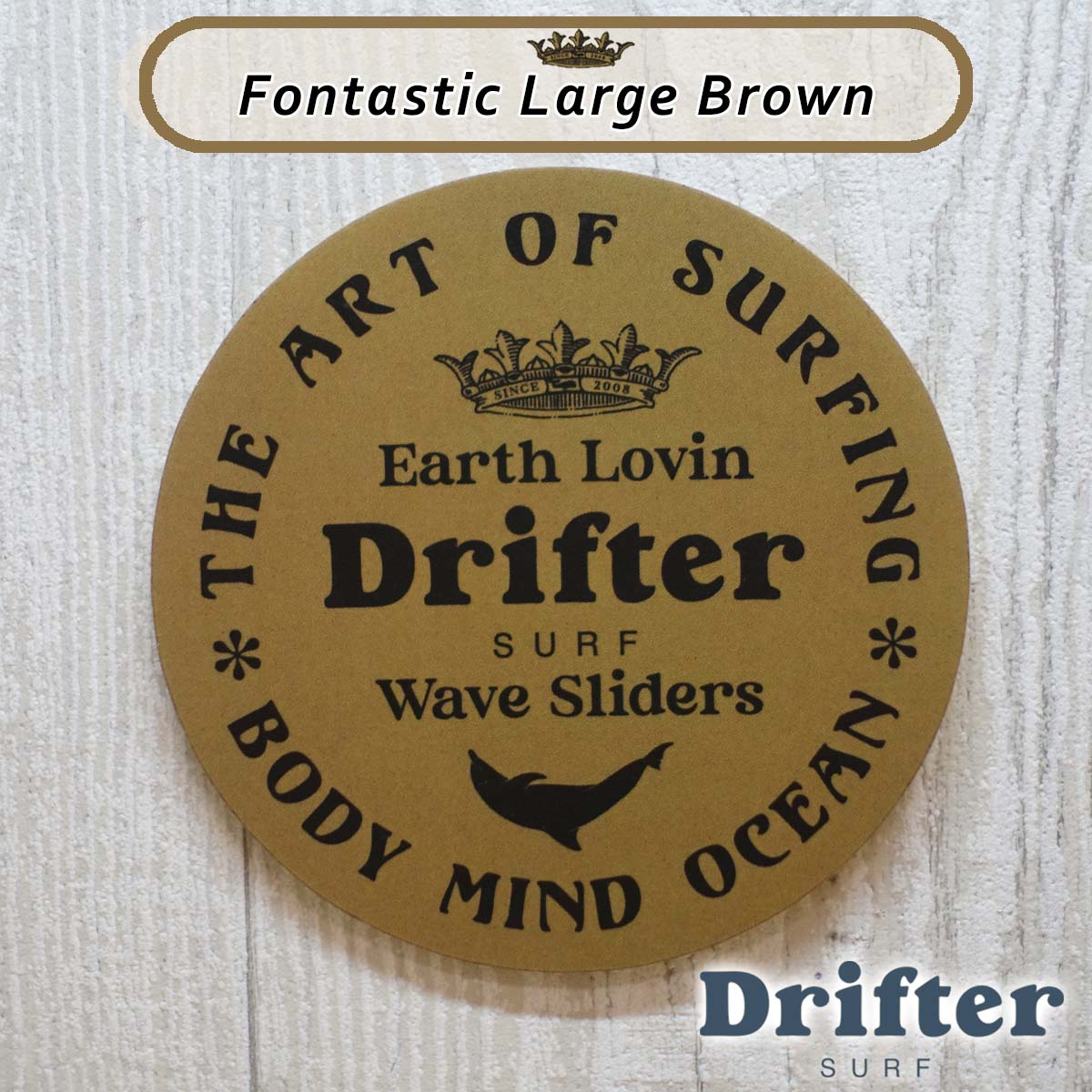 DRIFTER surf shop & cafe 드리프터 서프 숍 앤 카페 스티커 씰 판타스틱 라지 브라운 발리 섬 BALI 바다 서핑 휴대폰 선물 선물 Fontastic Large Brown 품번 DFTRUST062BRN