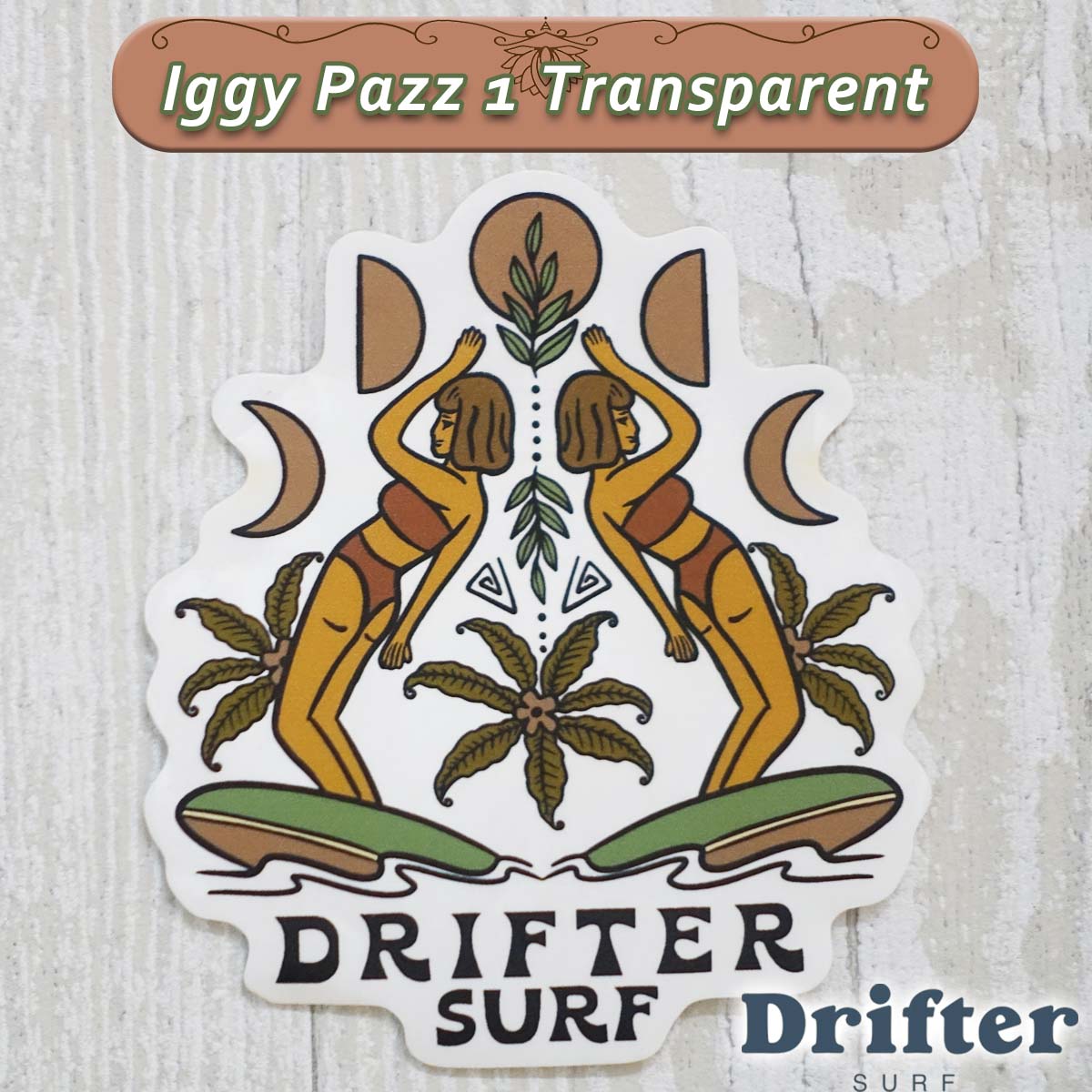Accessories - 【4/14〜4/16エントリーでP10倍】DRIFTER surf shop & cafe ドリフター サーフショップアンドカフェ ステッカー シール バリ島 BALI 海 サーフィン プレゼント ギフト Iggy Pazz 1 Transparent 品番 DFTRUST066TRN