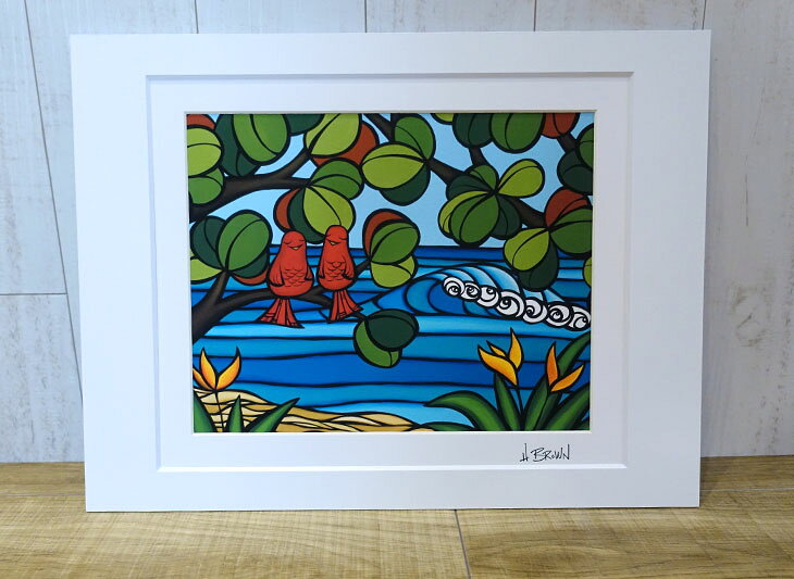 Heather Brown Art Japan ヘザーブラウン Love Birds Art Print MATTED PRINTS マットプリント アートプリント フレーム付き ダブルマット仕上げ 額セット 絵画 ハワイ レディース 正規品 stradiy-10009624 オーシャン スポーツ サンプル画像2