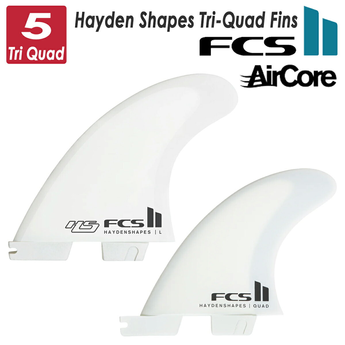 24 FCS2 フィン Hayden Shapes Tri-Quad Fins HS PC ヘイデンシェイプス トライクアッド パフォーマンスコア 5フィン 5本セット ミディアム ラージ FCSII Hayden Cox 日本正規品