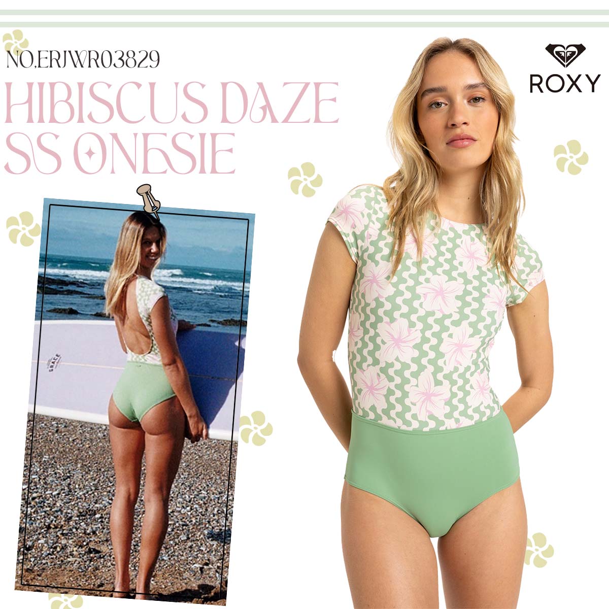 6/226/26ȥ꡼P10ܡ25 SS ROXY   HIBISCUS DAZE SS ONESIE ०...