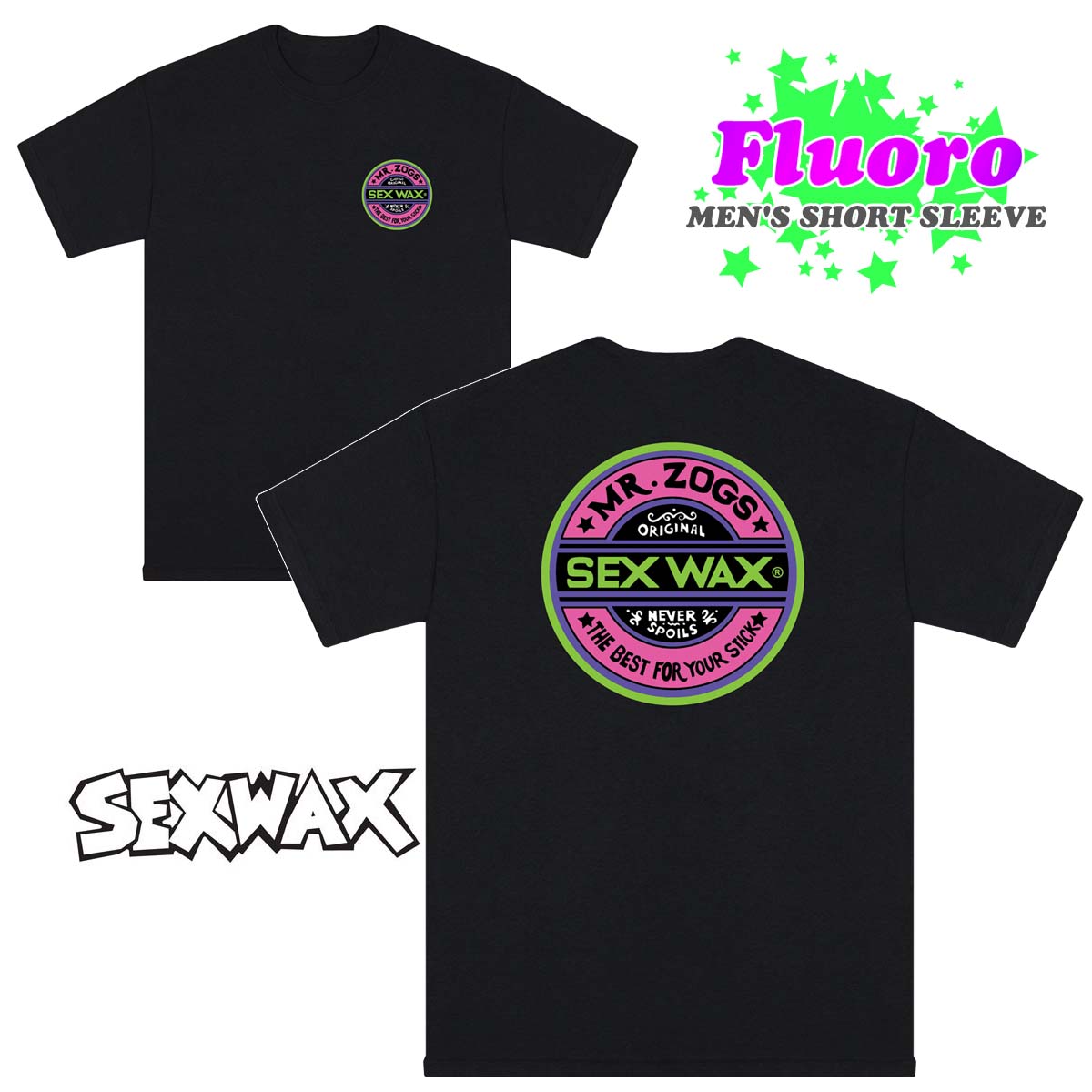 SEXWAX セックスワックス Tシャツ Fluoro Mens Regular Short Sleeve Tees 半袖 トップス サークルロゴ 黒 ブラック メンズ ユニセックス 品番 01013130002143 日本正規品