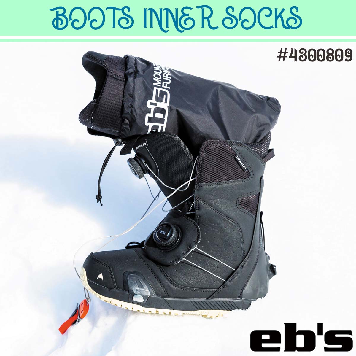 23/24 eb's エビス ブーツインナーソックス BOOTS INNER SOCKS 防水 透湿 シームテープ PUコーティング 2枚入り スキー スノボ ウインタースポーツ ユニセックス 2023年秋冬 品番 #4300809 日本正規品のサムネイル