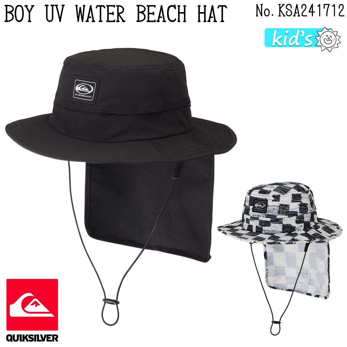 BOY UV WATER BEACH HAT 視界を安定させるブリム前面のぺフ芯仕様。首後ろの日焼けを防止する垂れとあご紐付き。 ベンチレーション機能やサイズ調整のアジャスターもしっかりついていて、アウトドアに、キャンプに、公園に、清涼なタッチでガシガシ使える撥水加工のナイロン素材。 また、高機能ながらも垂れとあご紐は取り外し可能でタウンユースにも。 その汎用性は抜群です。 ■ 商品詳細 ■ 【品番】KSA241712 ■素材： 撥水加工のナイロン素材 ■カラー： BLK(ブラック) CHK(ホワイトブラック) ■サイズ： F ※クレジットカード/銀行振り込み/楽天(etc)決済など、15時までに決済完了の場合は即日発送！(※15時以降の決済確認は翌日以降ご入金確認後の発送） ○デザイン等、予告なしに変更となる場合があります。ご了承ください。 ○掲載商品の色は、できる限り現品と同じになるよう努めておりますが、ご使用のパソコン環境により多少色合いが異なる場合がございます。著しい色の相違は御座いませんのでご安心ください。 ○お急ぎのお客様は、ご確認していただく事をお勧め致します。 ※コチラの商品は小型宅配便での発送となります。 『あす楽対応』となりますが送料の方が込みの値段となりますのでご了承下さい。