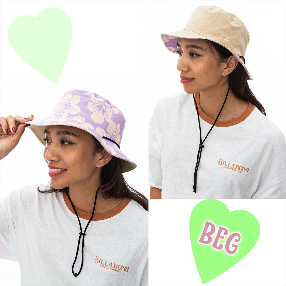 24 HS BILLABONG ビラボン リバーシブル ハット REVERSIBLE HAT 帽子 コットンツイル 海 ビーチ サーフィン マリンスポーツ レディース 2024年春夏 品番 BE01C912 日本正規品 2