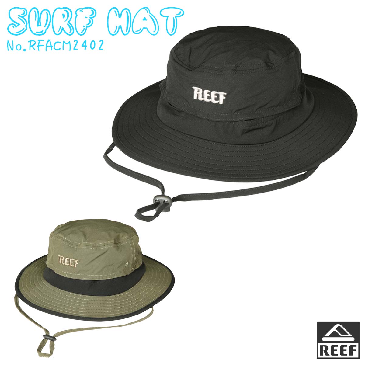 24 REEF リーフ サーフハット SURF HAT 帽子 マリンキャップ 帽子 日焼け対策 あご紐 付き アウトドア サーフィン マリンスポーツ メンズ 2024年春夏 品番 RFACM2402 日本正規品