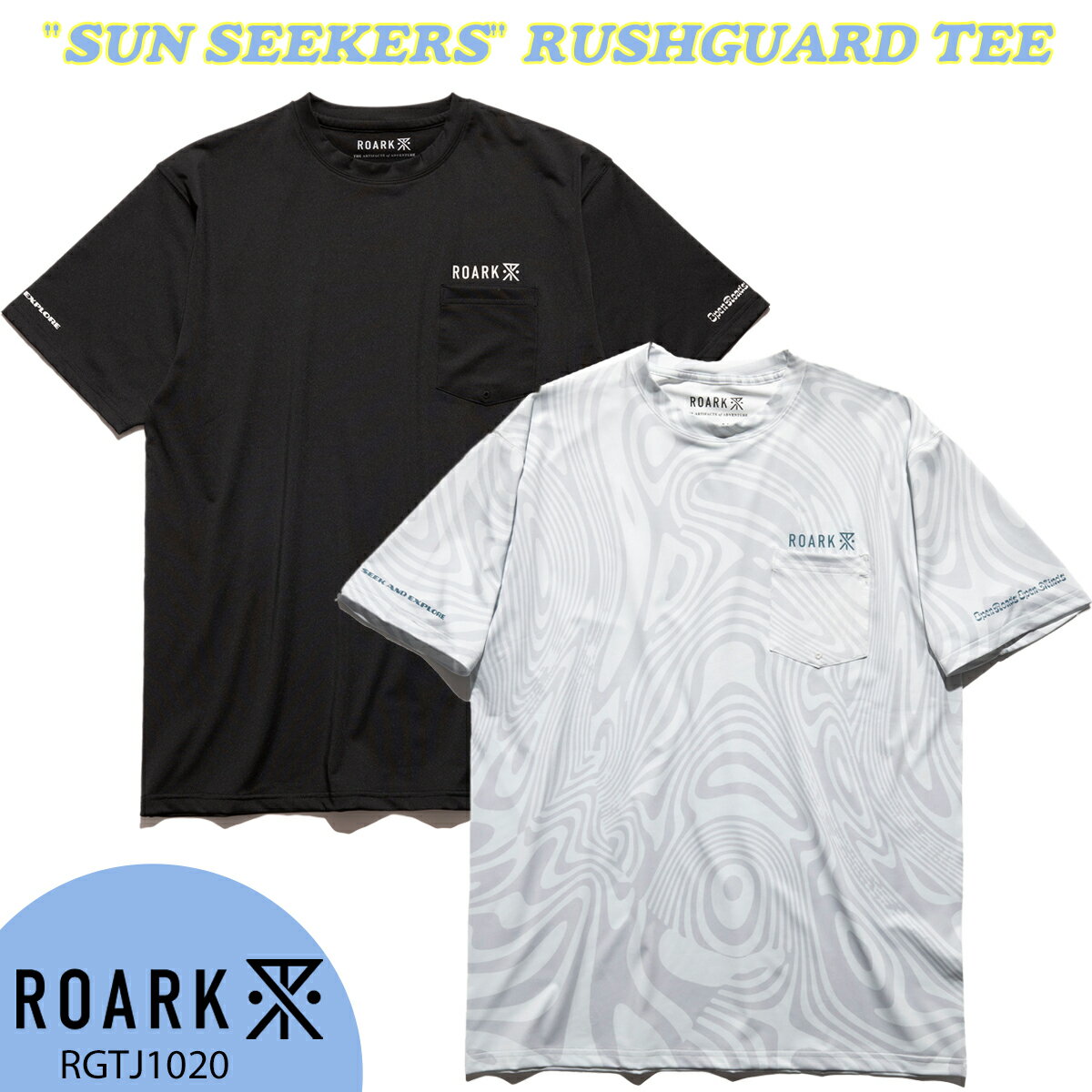 24 ROARK ロアーク ラッシュガード Tシャツ "SUN SEEKERS" RUSHGUARD TEE ラッシュ トップス 半袖 ロゴ メンズ 2024年春夏 品番 RGTJ1020 日本正規品