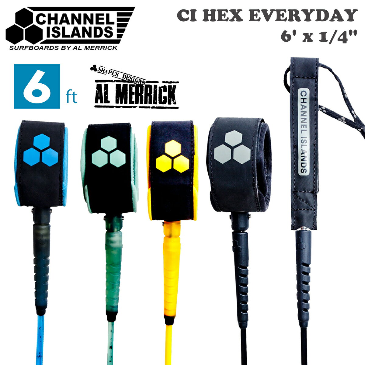 Channel Islands チャンネルアイランド アルメリック リーシュコード CI Hex Everyday Leash 6' x 1/4" ヘックス エブリデイ 6ft リッシュコード パワーコード Al Merrick 日本正規品